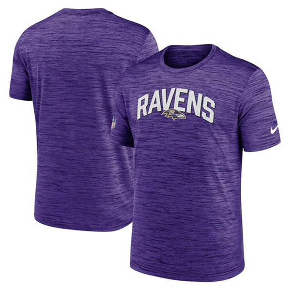 Men's Baltimore Ravens Purple On-Field Sideline Velocity T-Shirt - Click Image to Close